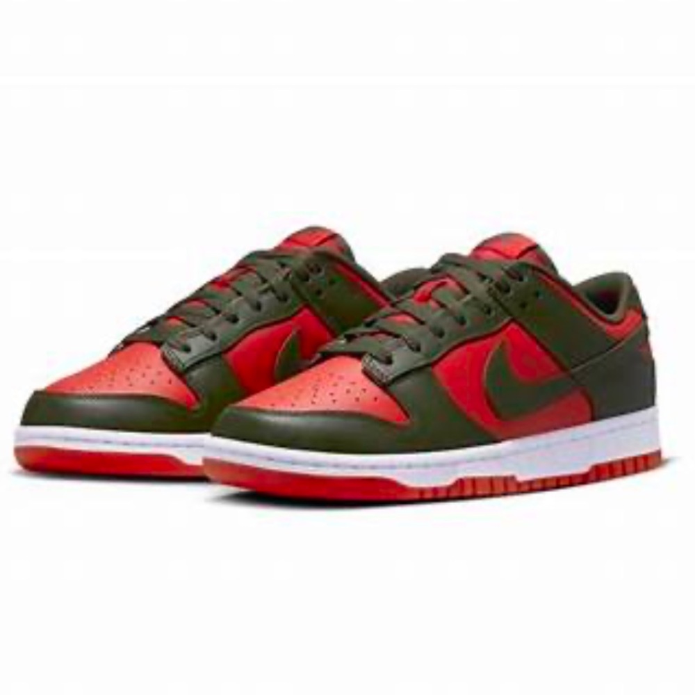 New Nike Men's Low Cargo Khaki Mystic Red Shoes Sneakers  Size 7.5